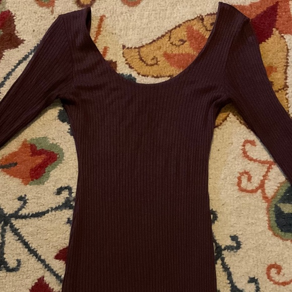 Stretch, Chocolate Brown, ribbed mini dress/long shirt - Picture 4 of 8